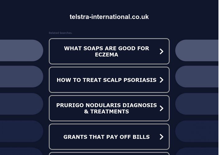 The website screenshot for http://www.telstra-international.co.uk/