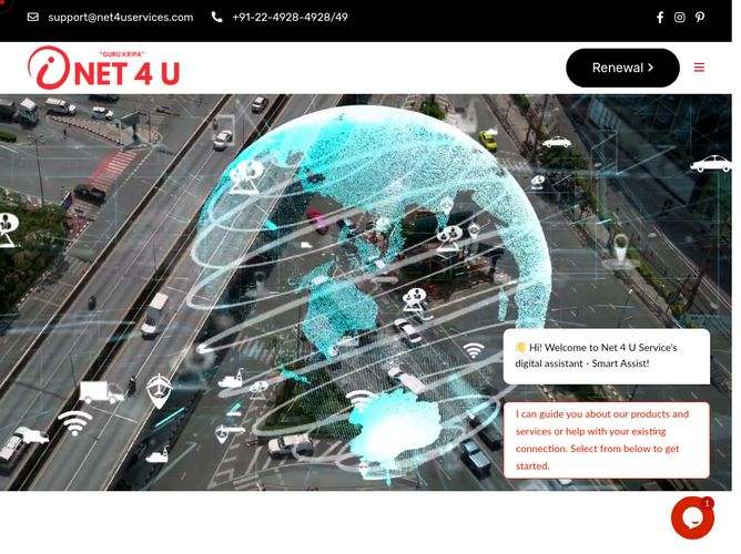 The website screenshot for http://www.net4uservices.com