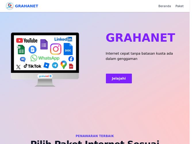 The website screenshot for https://www.graha.net.id
