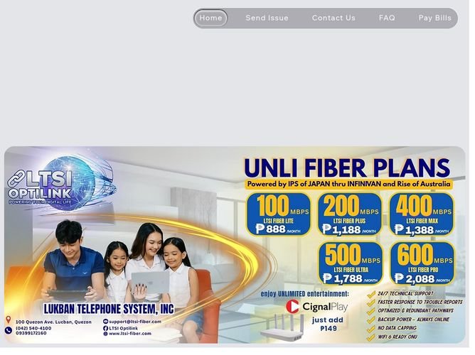 The website screenshot for http://www.ltsi-fiber.com