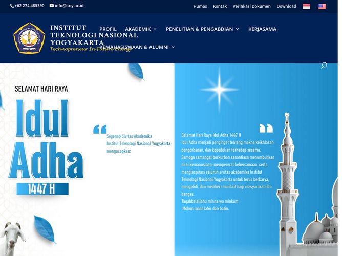 The website screenshot for https://www.itny.ac.id