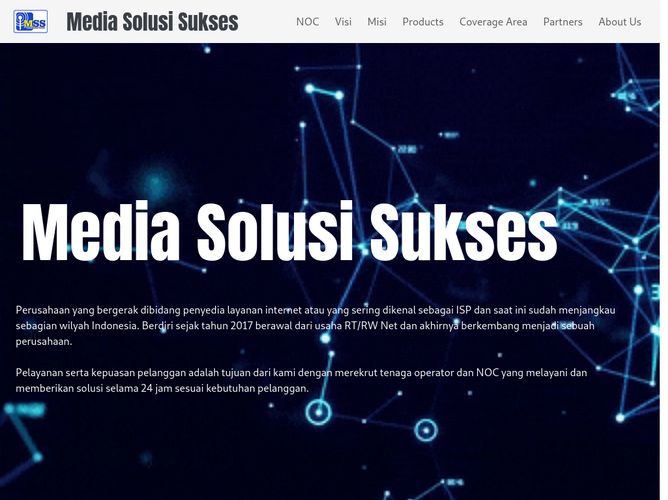 The website screenshot for https://mediasolusisukses.co.id