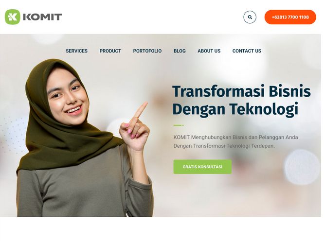 The website screenshot for https://komit.co.id