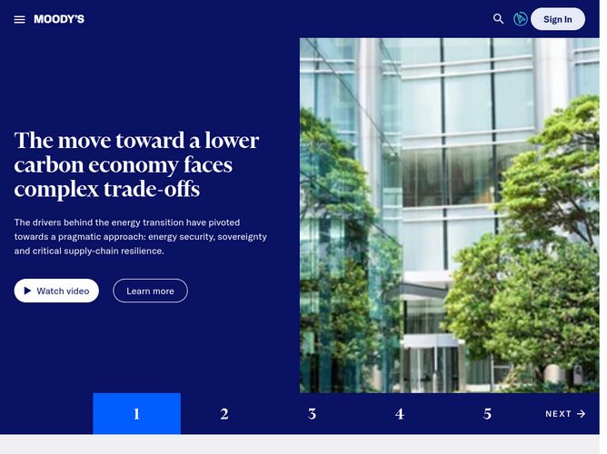 The website screenshot for http://moodys.com