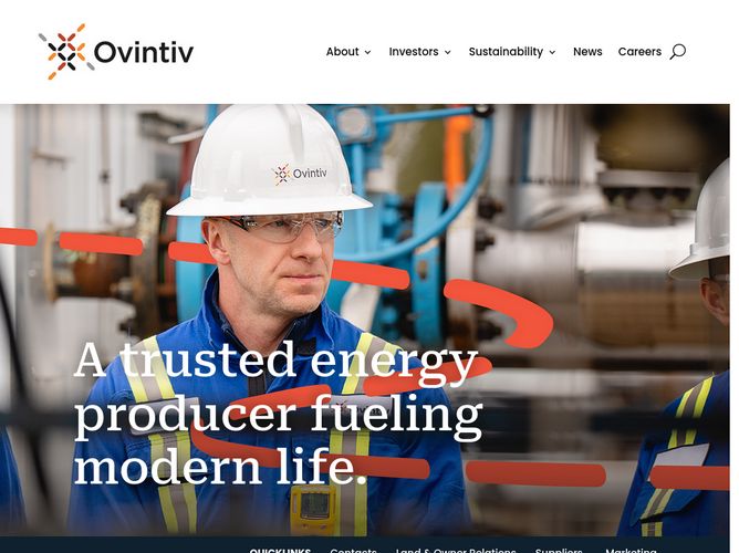 The website screenshot for http://www.encana.com