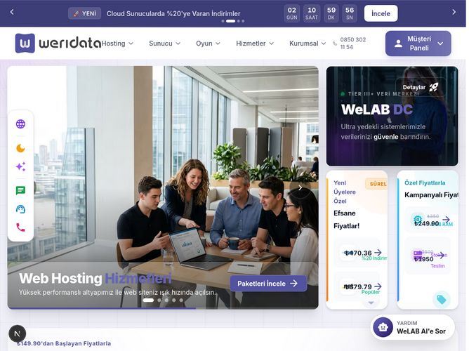 The website screenshot for https://www.weridata.com.tr/