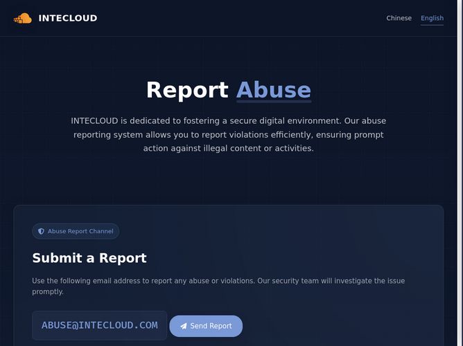 The website screenshot for https://intecloud.com