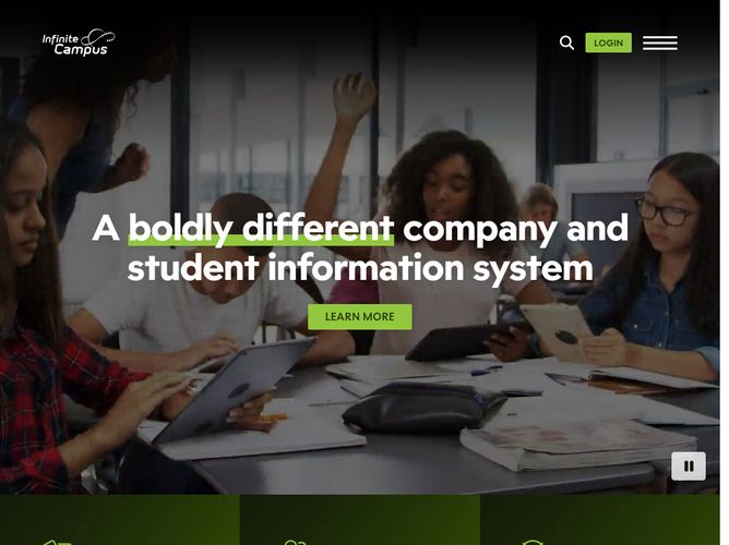 The website screenshot for http://www.infinitecampus.com
