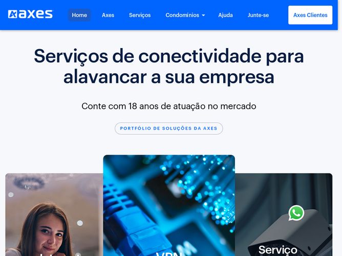 The website screenshot for http://www.axes.com.br