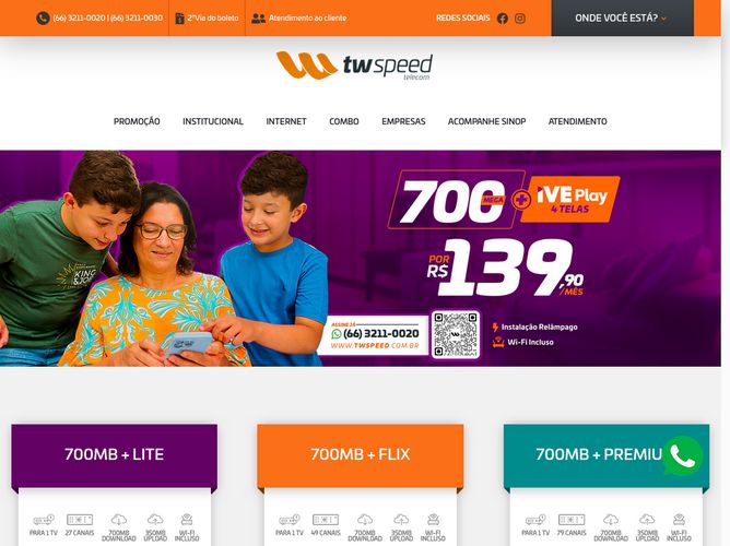 The website screenshot for http://site.twspeed.com.br