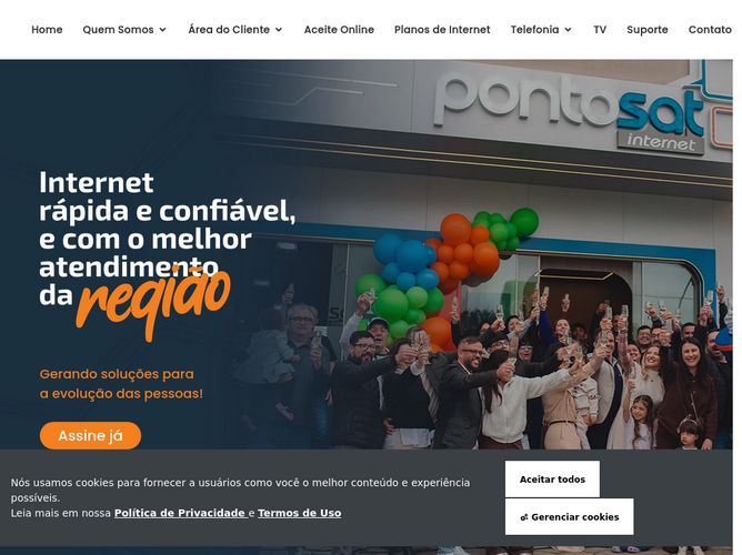 The website screenshot for https://pontosat.com.br/
