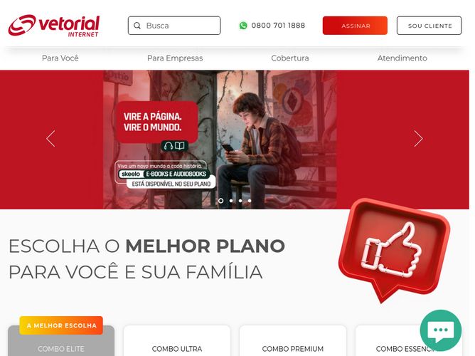 The website screenshot for http://www.vetorialnet.com.br