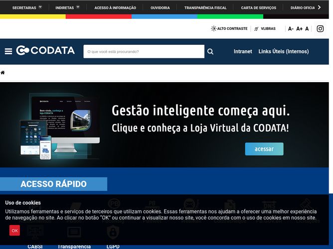 The website screenshot for https://codata.pb.gov.br/