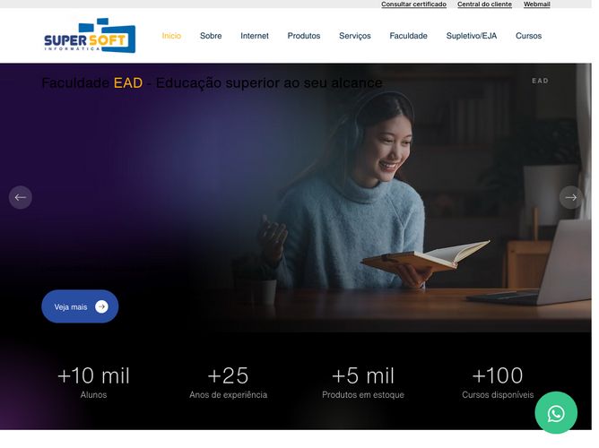 The website screenshot for http://supersoftinformatica.com.br