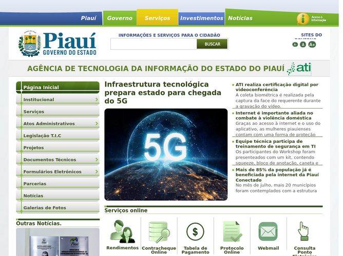 The website screenshot for http://www2.ati.pi.gov.br/