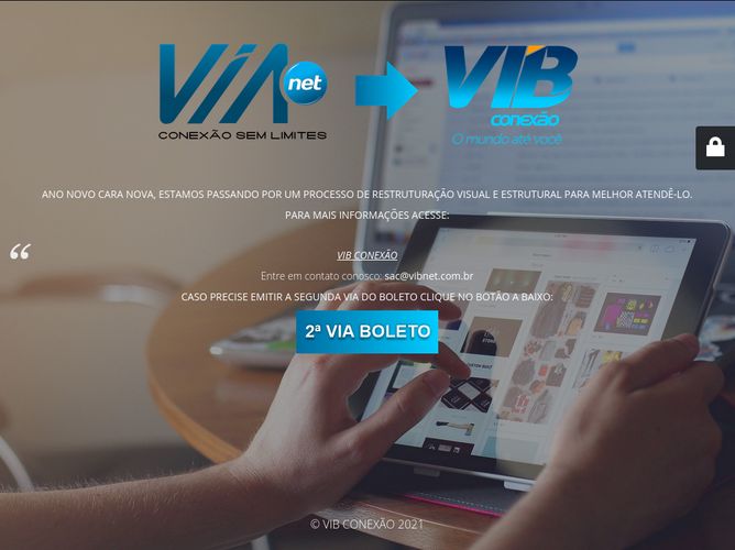 The website screenshot for https://www.internetvianet.com.br/