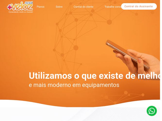 The website screenshot for http://ncsatmaisveloz.com.br