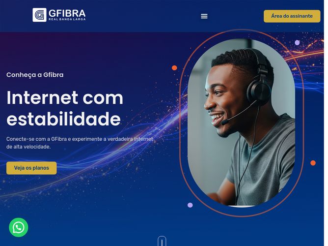 The website screenshot for http://www.gfibra.com.br/