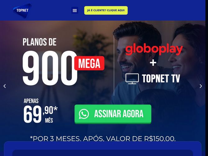 The website screenshot for https://topnetbrasil.com/