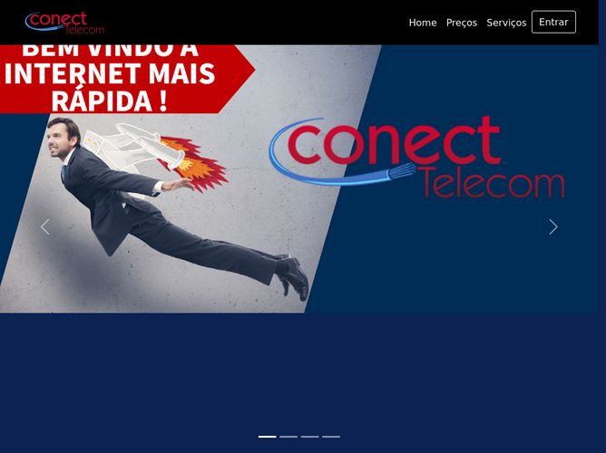 The website screenshot for https://www.conectelecom.com.br