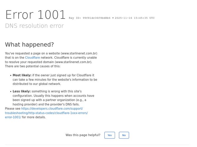 The website screenshot for http://www.starlinenet.com.br