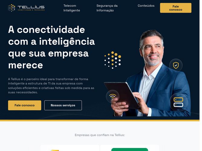 The website screenshot for http://www.tellius.com.br