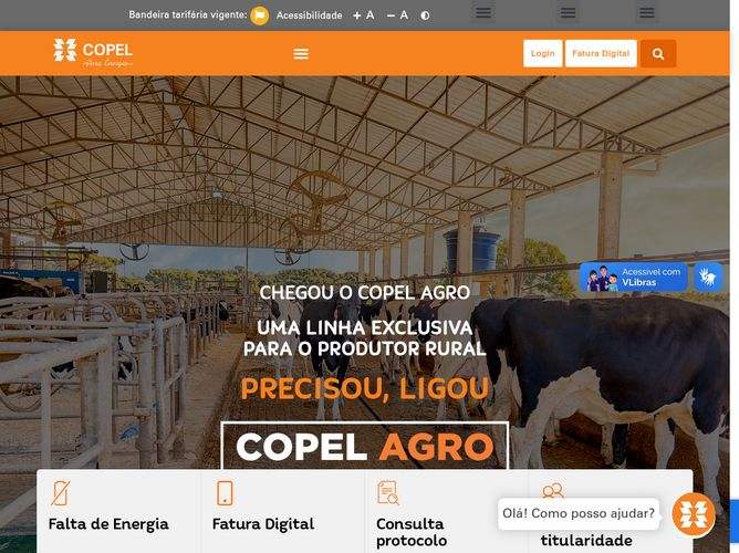 The website screenshot for http://copel.com