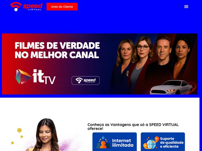 The website screenshot for http://www.speedvirtual.net.br
