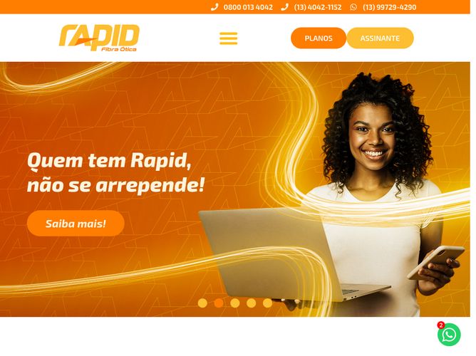 The website screenshot for https://rapidfibra.com.br