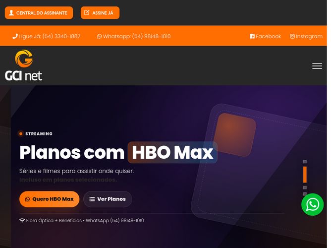 The website screenshot for https://www.gci.net.br/