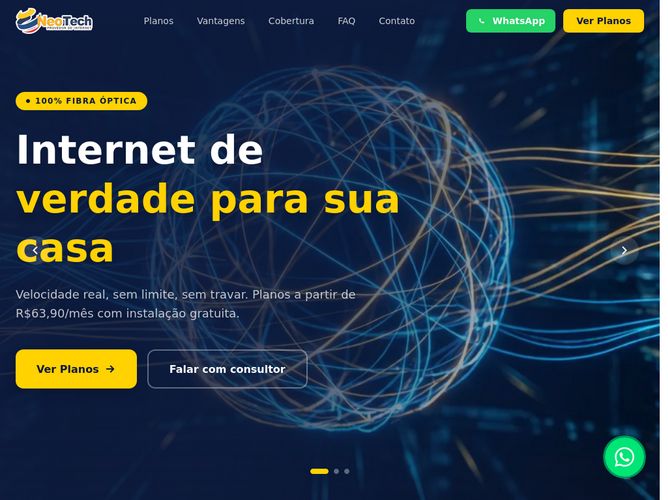 The website screenshot for http://neotechprovedor.com.br