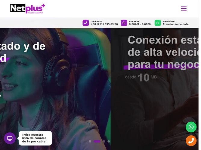 The website screenshot for https://www.netplus.com.ve/