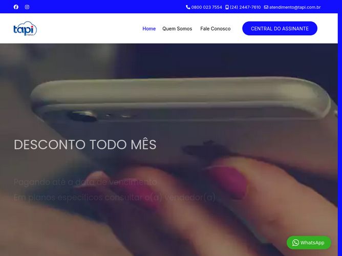 The website screenshot for http://www.tapi.com.br