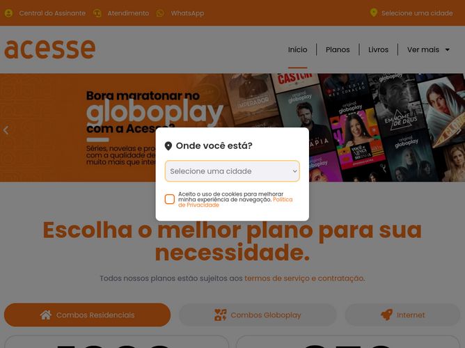 The website screenshot for http://www.acessecomunicacao.com.br