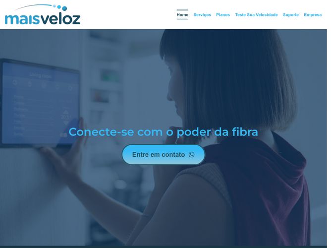 The website screenshot for http://www.maisveloz.com.br