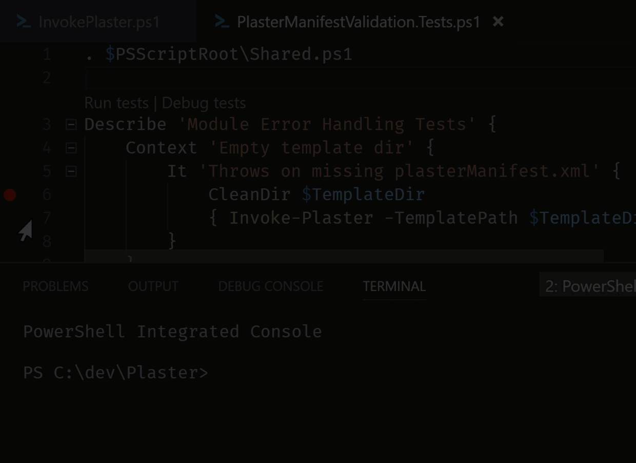 CodeLens Pester Debug Support