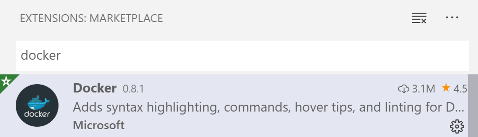 Select Docker extension
