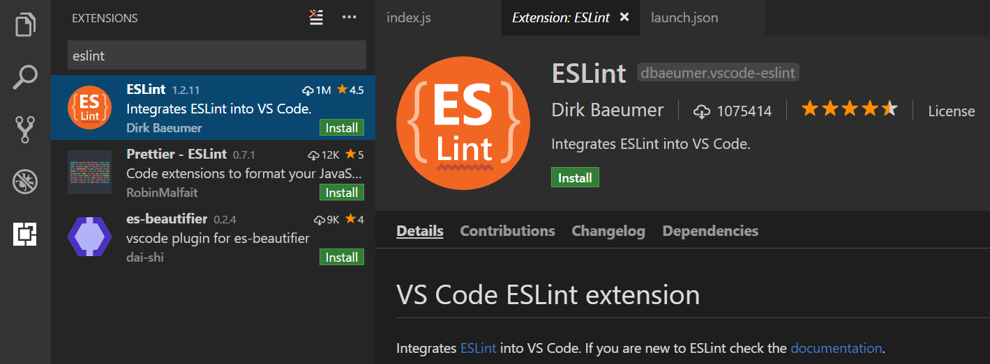 ESLint extension