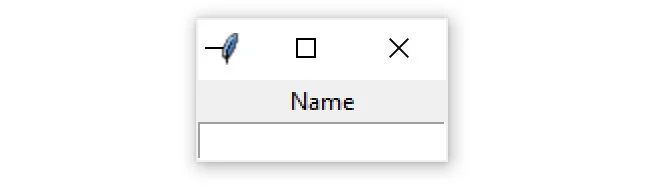 A Tkinter window containing an Entry widget withe Label "Name"