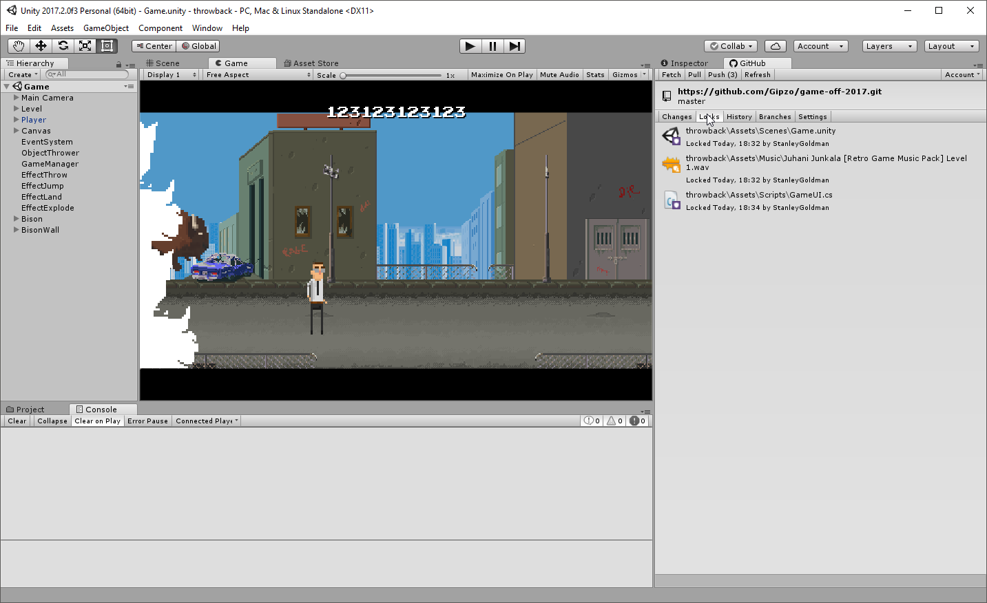Screenshot of GitHub for Unity