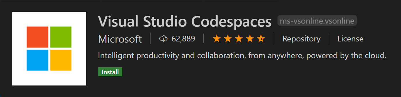 Visual Studio Codespaces extension