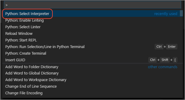 Flask tutorial: opening the Command Palette in VS Code