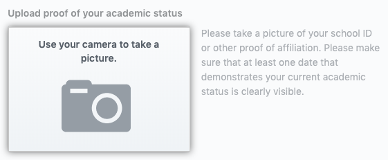 Button to use your camera to take a picture