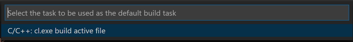 Tasks C++ build dropdown