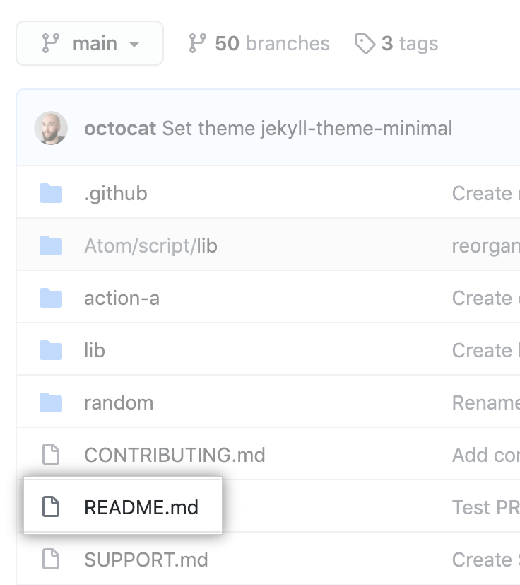 README-Datei in Dateiliste