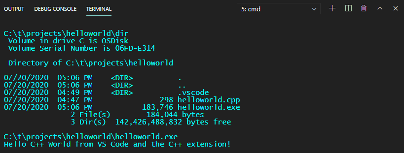 Hello World in PowerShell terminal