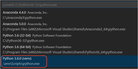 Django tutorial: Selecting the virtual environment for Python