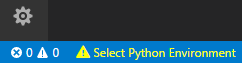Status bar showing no selected Python interpreter