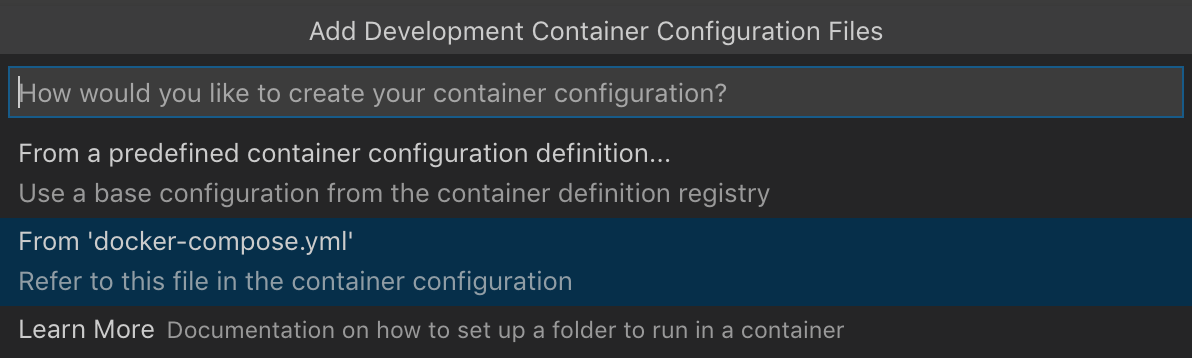 Select Docker Compose File