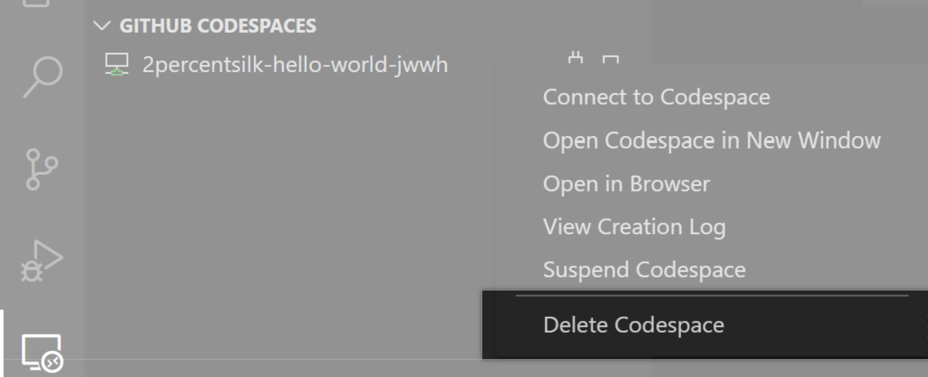 Excluir um codespace em GitHub